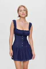 Christa Denim Mini Dress - Shake Your Bon Bon