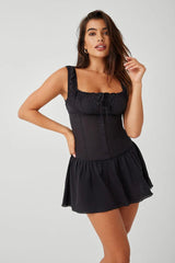 Christa Ruffle Mini Dress ~ Black - Shake Your Bon Bon