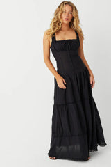 Christabelle Ruffle Maxi Dress ~ Black - Shake Your Bon Bon