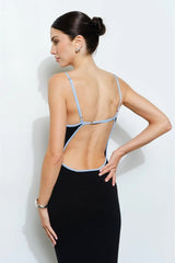 Clean Lines Bodycon Midi ~ Black/Blue - Shake Your Bon Bon