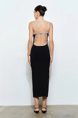 Clean Lines Bodycon Midi ~ Black/Blue - Shake Your Bon Bon