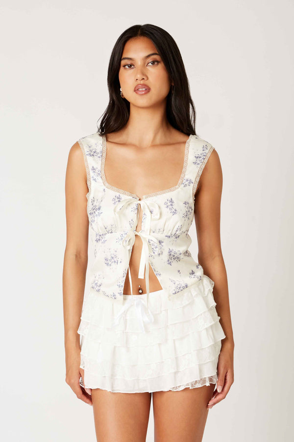 Floral Fever Tie Front Top