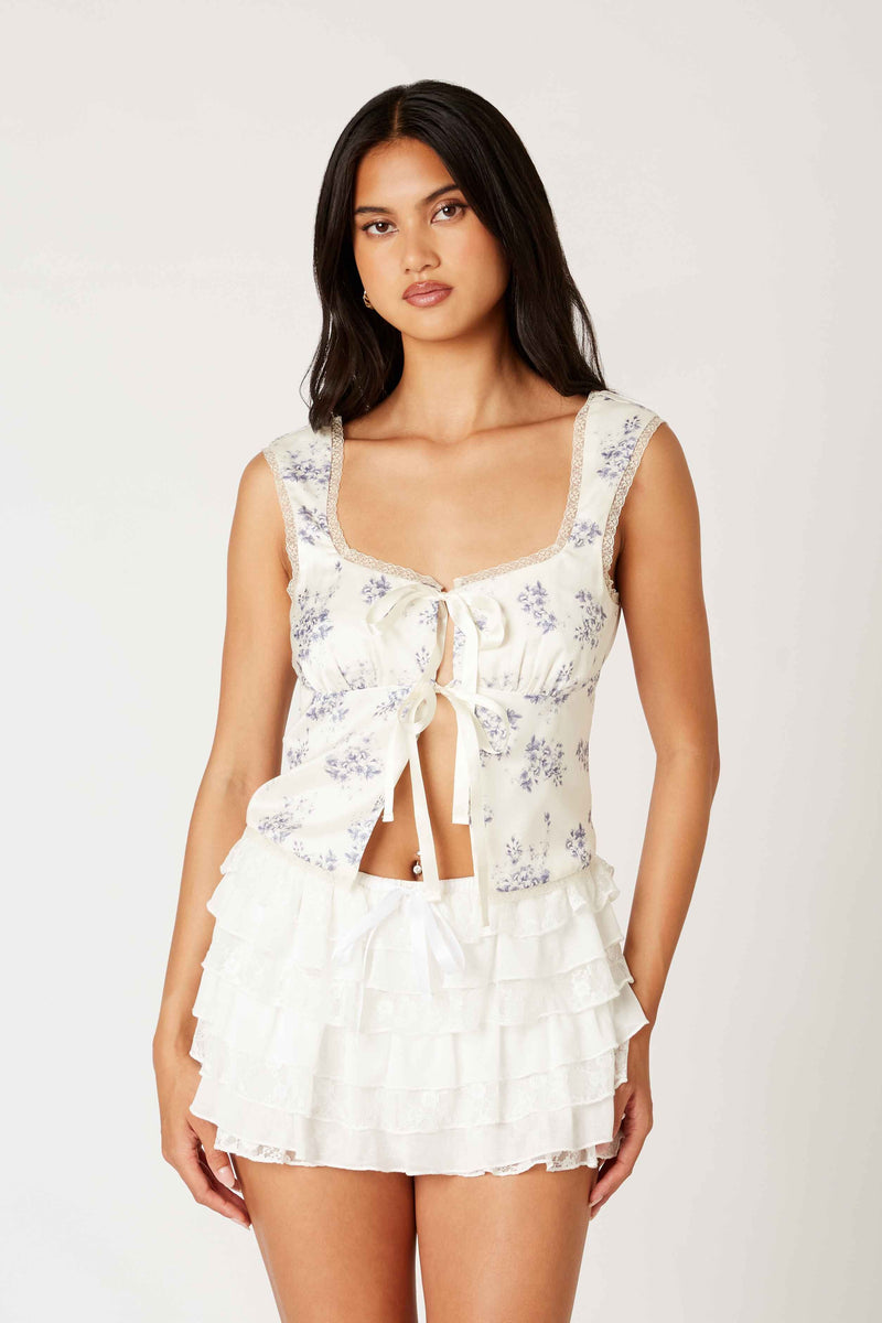 Floral Fever Tie Front Top