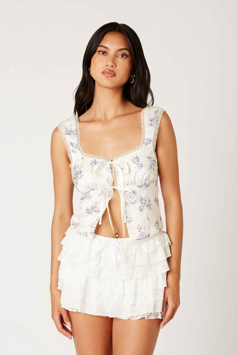 Floral Fever Tie Front Top