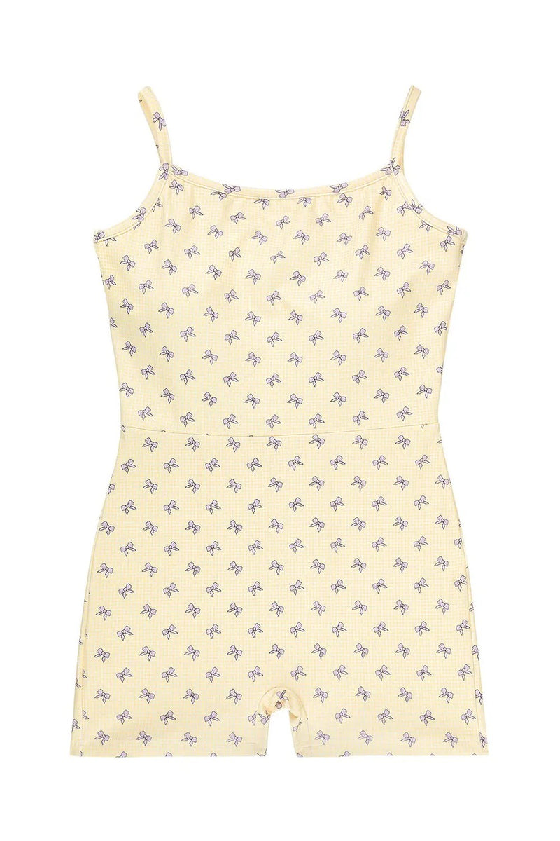 Bow Romper ~ Lavender/Yellow