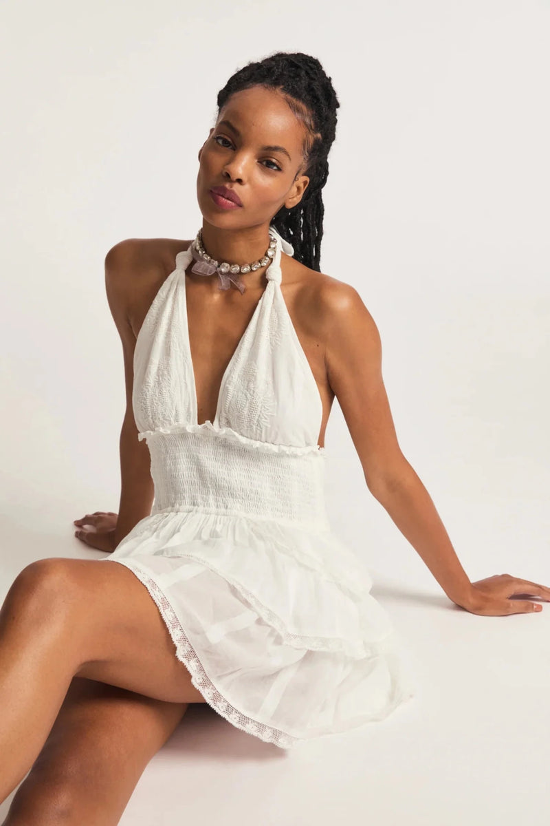 LoveShackFancy Deanna Halter Dress - White
