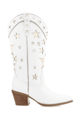 Dollie Western Boot ~ White/Gold Metallic - Shake Your Bon Bon