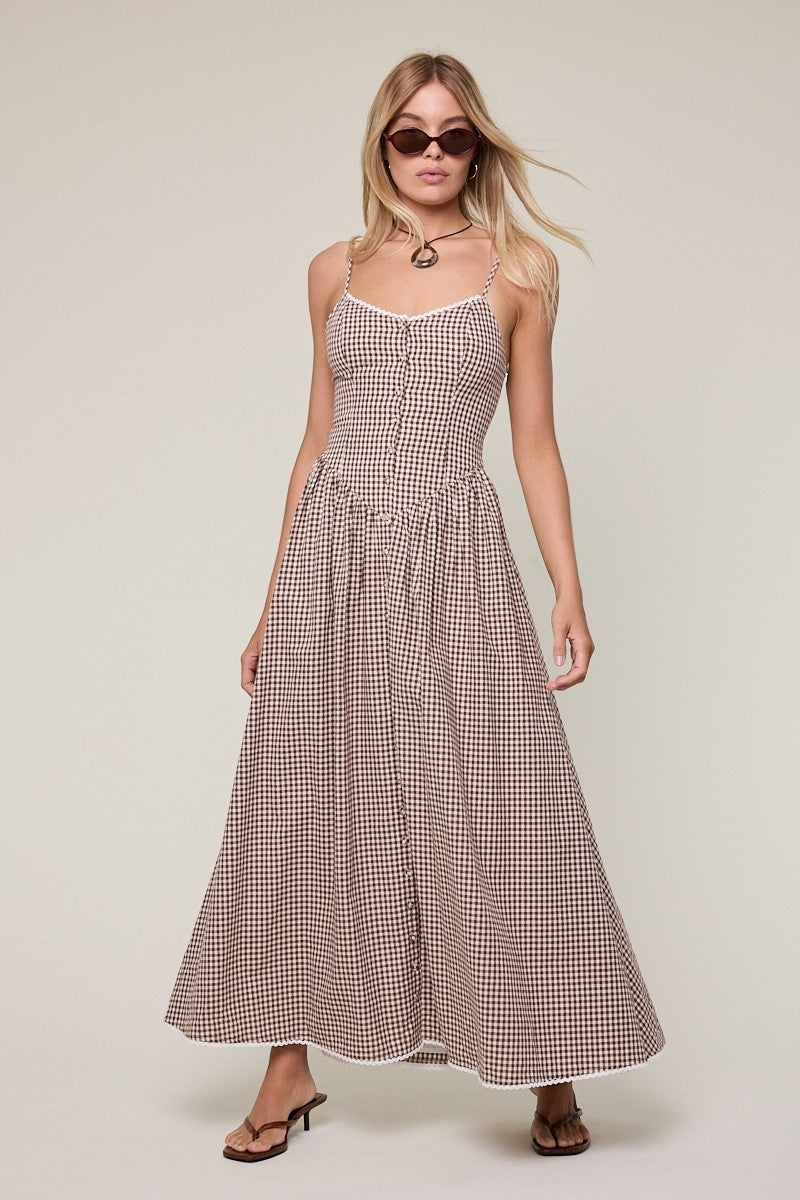 First of Fall Gingham Maxi Dress
