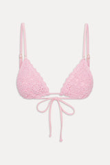 Elena Crochet Shine Bikini Top ~ Blush - Shake Your Bon Bon