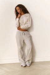 Elma Lace Bow Sweatpants ~ Heather Grey - Shake Your Bon Bon