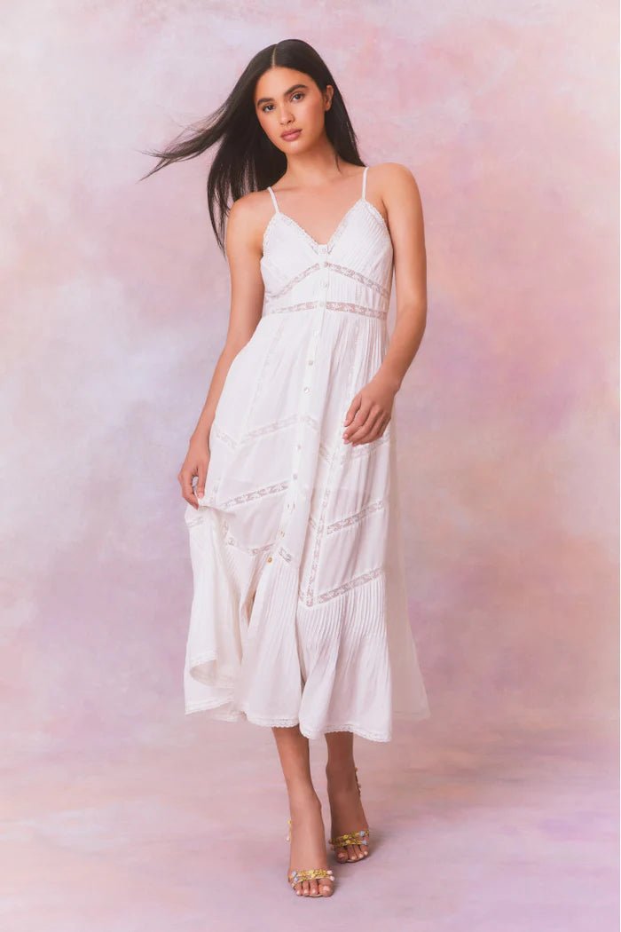 white christmas dresses Esilda Cotton Midi Dress ~ True White