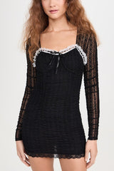 Evangelina Lace Mini Dress ~ Black - Shake Your Bon Bon