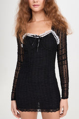 Evangelina Lace Mini Dress ~ Black - Shake Your Bon Bon
