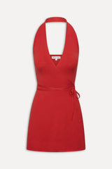 Evening Halter Wrap Mini Dress ~ Cherry - Shake Your Bon Bon