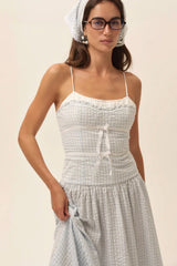 Georgia Gingham Midi Dress ~ Blue - Shake Your Bon Bon