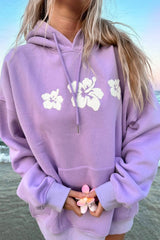 Hibiscus Flower Embroidered Hoodie - Shake Your Bon Bon