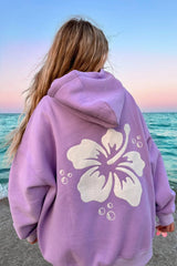 Hibiscus Flower Embroidered Hoodie - Shake Your Bon Bon