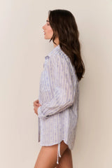 Hudley Floral Cotton Unisex Shirt ~ Denim Sky - Shake Your Bon Bon