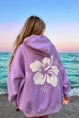 Hibiscus Flower Embroidered Hoodie