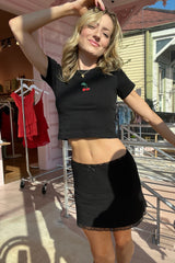 It's the Little Things Ribbed Baby Tee ~ Cherry - Shake Your Bon Bon