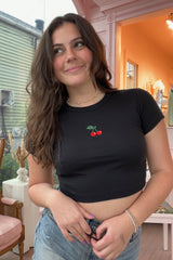 It's the Little Things Ribbed Baby Tee ~ Cherry - Shake Your Bon Bon