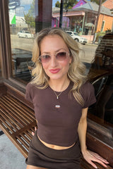 It's the Little Things Ribbed Baby Tee ~ Espresso Martini - Shake Your Bon Bon