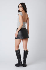 Level Up Vegan Leather Skort