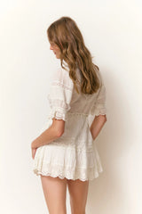 Lilias Cotton Mini Dress ~ Off White - Shake Your Bon Bon