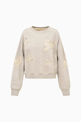 Linetta Lace Bow Pullover ~ Heather Grey - Shake Your Bon Bon