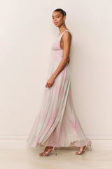 Madeleine Pastel Tie - Dye Chiffon Maxi Dress ~ Misty Iris - Shake Your Bon Bon