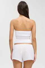 Margot Knit Tube Top ~ White Hibiscus - Shake Your Bon Bon