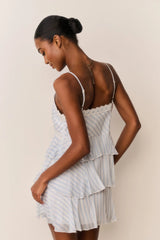 Marlia Striped Chiffon Mini Dress ~ Lariat Blue - Shake Your Bon Bon