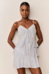 Marlia Striped Chiffon Mini Dress ~ Lariat Blue - Shake Your Bon Bon