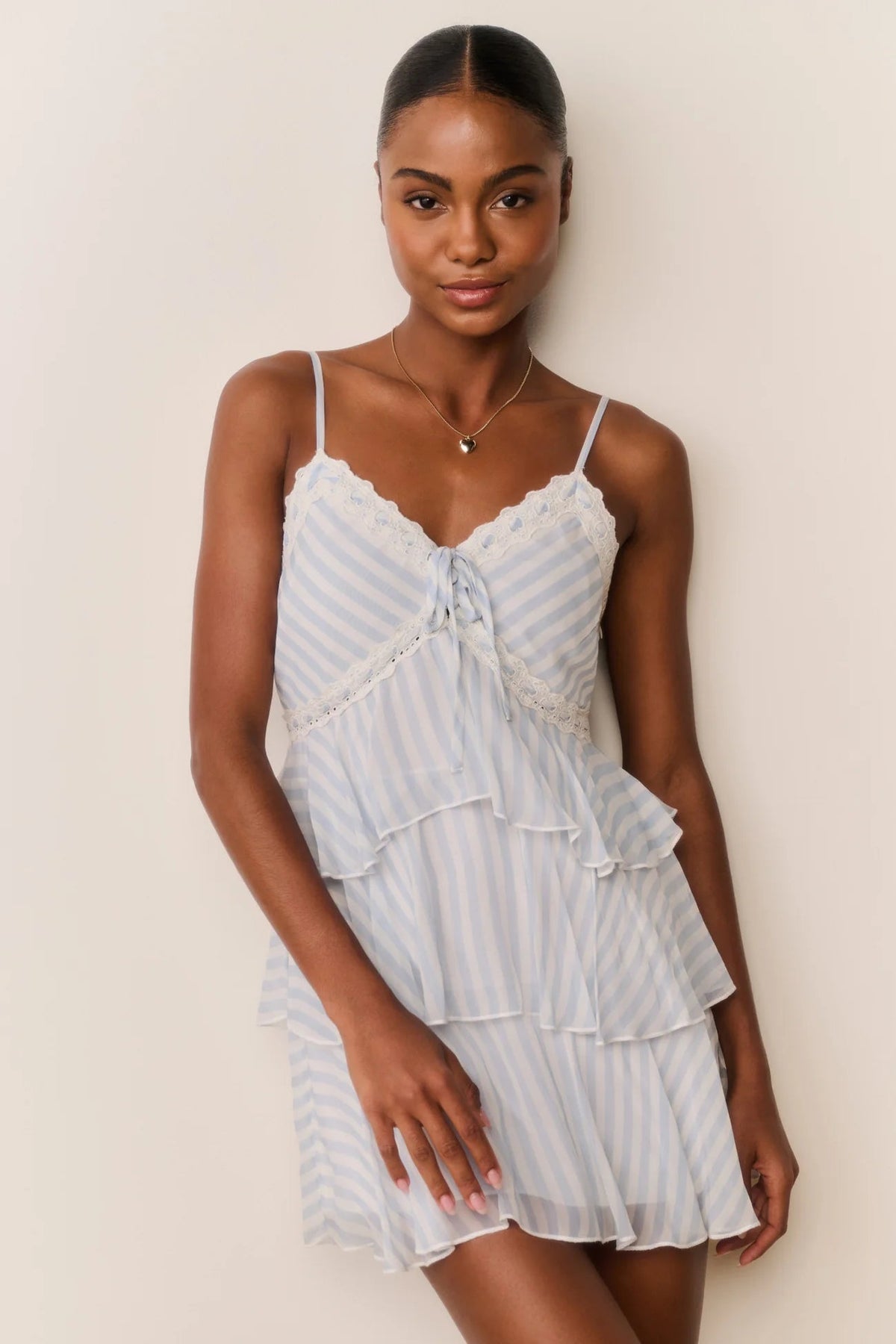Marlia Striped Chiffon Mini Dress ~ Lariat Blue – Shake Your Bon Bon