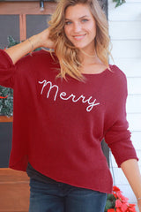 Merry Embroidered Crew Neck