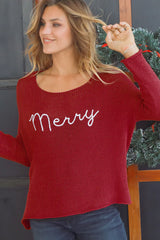 Merry Embroidered Crew Neck