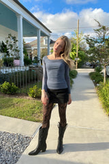 Midnight Mesh Off - Shoulder Top - Shake Your Bon Bon