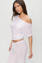 Montecito Boat Neck Knit Shirt ~ White - Shake Your Bon Bon