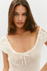 Moss Crochet Mini Dress ~ Sand Dollar - Shake Your Bon Bon