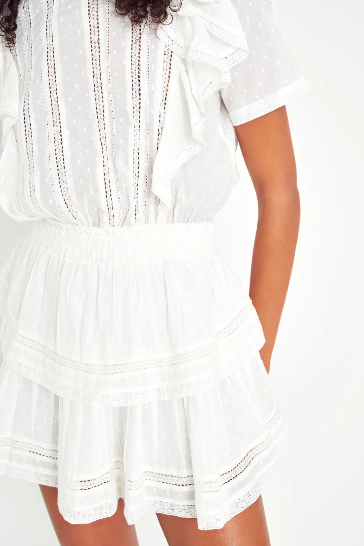 one shoulder mini white dress White Eyelet Lace One Shoulder Dress - Mini Dress