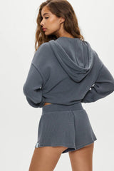 Noah Thermal Mini Shorts ~ Shadow Blue - Shake Your Bon Bon