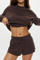 Noah Thermal Mini Shorts ~ Walnut - Shake Your Bon Bon