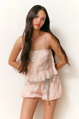 Ondeline Silk Lace Ruffle Cami ~ French Rose - Shake Your Bon Bon