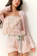 Ondeline Silk Lace Ruffle Cami ~ French Rose - Shake Your Bon Bon