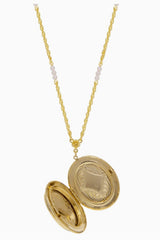Oval Flower & Faux Pearl Two Picture Locket - Shake Your Bon Bon