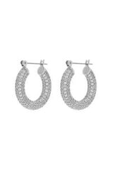 Pave Baby Amalfi Hoops ~ Silver - Shake Your Bon Bon
