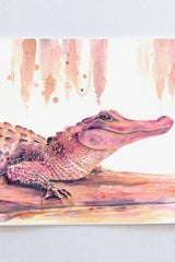 Pink Alligator 5" x 7" Lyla Clayre Print - Shake Your Bon Bon
