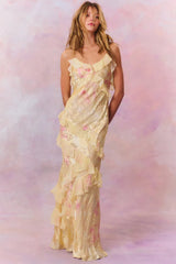 Rialto Floral Chiffon Maxi Dress ~ Yellow Melon - Shake Your Bon Bon
