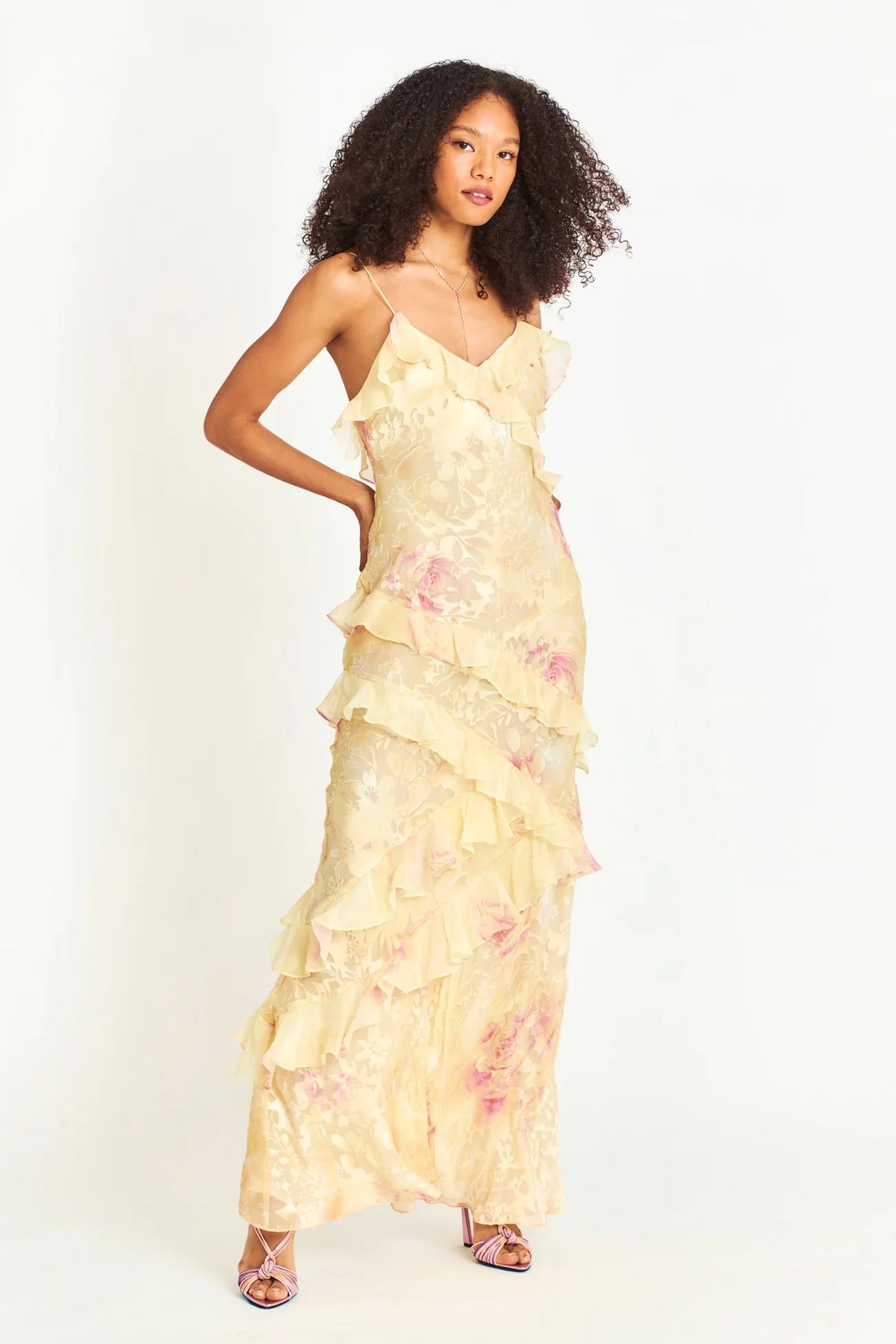 Rialto Floral Chiffon Maxi Dress ~ Yellow Melon – Shake Your Bon Bon