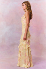 Rialto Floral Chiffon Maxi Dress ~ Yellow Melon - Shake Your Bon Bon